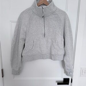 lululemon athletica Light Gray Cropped Half-Zip Funnel Sweatshirt